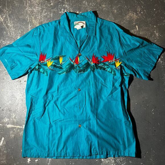 LIKE NEW VINTAGE PARADISE FOUND HAWAIIAN BUTTON DOWN SIZE XL W/POCKET - Picture 1 of 3